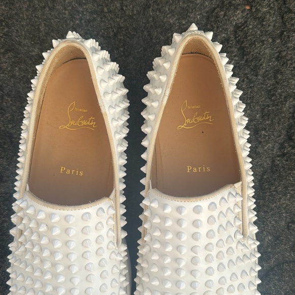 Christian Louboutin men’s spike ￼white loafers - Picture 2 of 3